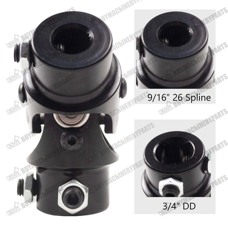 9/16" 26 Spline X 3/4" DD Single Steering U Joint Shaft Rat Street Rod Black - Buymachineryparts