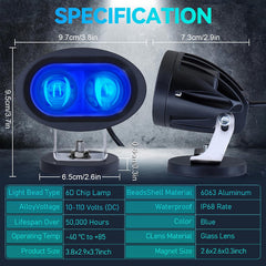 Magnetic LED Forklift Blue Spot Safety Light 20W 6D Lens Pedestrian Warning Beam IP68 Waterproof 6063 Aluminum Housing Universal for Forklift Loader Excavator Warehouse