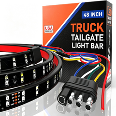 48 Inch LED Tailgate Light Bar for Trucks Double Row - 144 LEDs, 12V IP67, Turn/Brake/Running/Reverse/Double Flash,1 Pack
