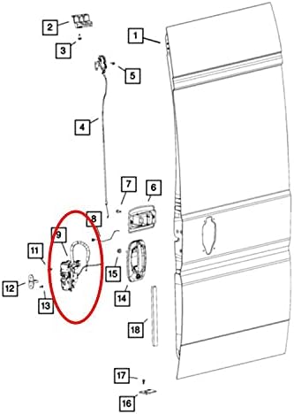 Cargo Door Latch Lock Actuator with Cable 68226175AB for 2020-2021 2014-2018 Dodge Ram ProMaster 1500 2500 3500