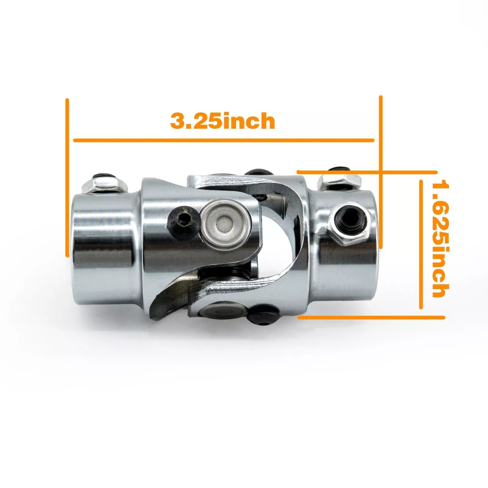 Chrome Billet Steel Steering Shaft Vega Box U-Joint 3/4" DD x 5/8"-36 Splined