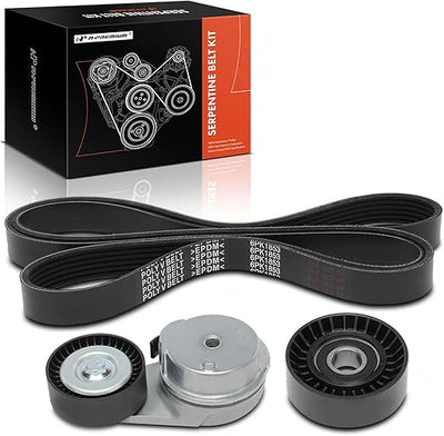 Engine Serpentine Belt Drive Kit with Tensioner & Idler Pulley Compatible with Ram 1500 2013-2022, 1500 Classic 2019-2022 - OHV V8 5.7L