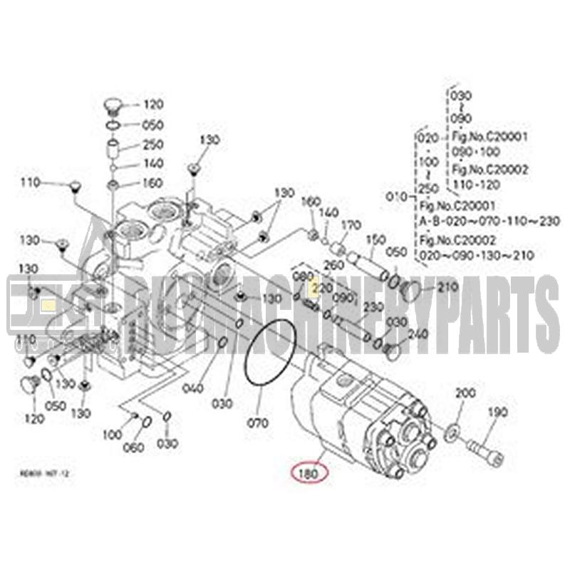 Gear Pump RD809-77470 HRD80-77470 for Kubota Excavator KX080-3