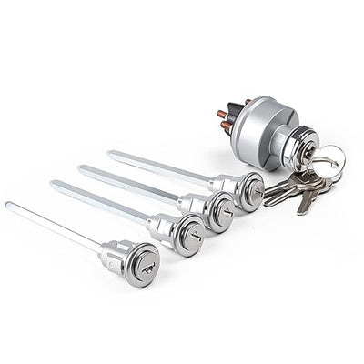 Ignition Switch Assembly Kit with 4 Door Lock Cylinder & 4 Key Compatible with Peterbilt 379 377 359 378 349 385 362 Truck, Ignition Start Switch Replace# 23-08598, 23-09994C268, 30GN15 34RC156