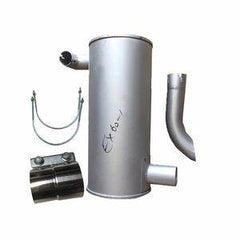 Muffler 4196421 with Clamp 4108754 and 2Pcs U-Bolt 4140612 for Nissan Engine FD33 Hitachi Excavator EX60 EX60G EX60SR EX60-1