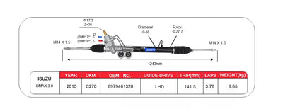 Power Steering Rack For Isuzu D-max 2WD LHD 8-97946-130-1 8979461301