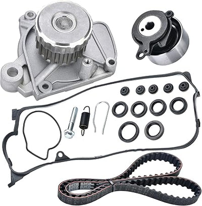 Timing Belt Kit with Water Pump Compatible with 2001 2002 2003 2004 2005 Honda Civic 1.7L L4 SOHC 16V Engine Replaces # TCK312 WP4034