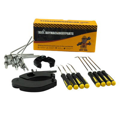 Adjustable Gland Nut Universal Hydraulic Cylinder Spanner Wrench 1266 7463 & Piston Rod Seal U-cup Installation Tool Kit Set J05321 for Most Farm