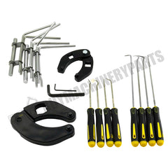 Tuerca de prensaestopas ajustable Llave inglesa universal para cilindro hidráulico 1266 7463 y juego de herramientas de instalación de copa en U con sello de vástago de pistón J05321 para la mayoría de las granjas