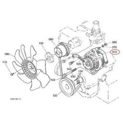 12V Alternator T1065-15682 for Kubota V2203/V2403/V3800 Engines
