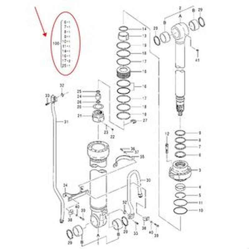 Arm Cylinder Seal Kit YA00006597 for Hitachi ZX330-5G Excavator