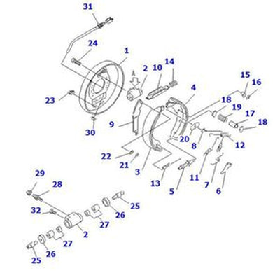 Zapatas de freno de 2 piezas 3EB-30-51770/51760 para carretillas elevadoras Komatsu
