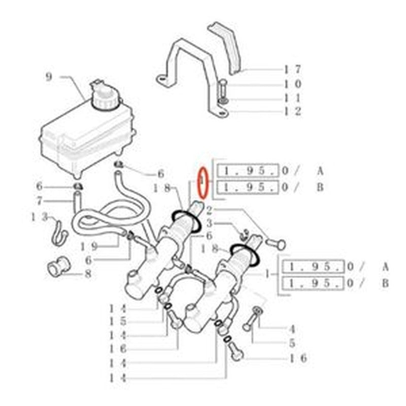 Brake Master Cylinder 85824114 for New Holland B110B/C/D LB110 Tractor