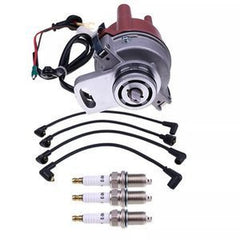 Complete Distributor Kit with Spark Plug & Wires for Kubota Engines DF750 DF752 WG600 WG752 (12691-67540, 12599-67710, EG283-68800)