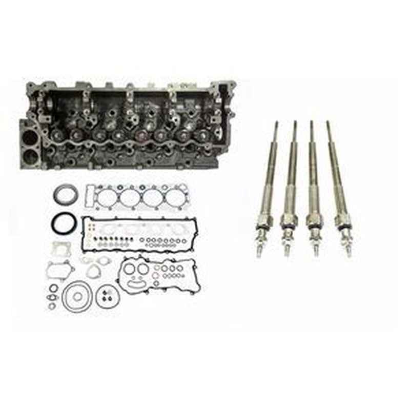 Complete Engine Gasket Kit & Cylinder Head with Valves & 4 Glow Plugs for Chevrolet GMC Isuzu Trucks
