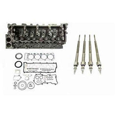 Complete Engine Gasket Kit & Cylinder Head with Valves & 4 Glow Plugs for Chevrolet GMC Isuzu Trucks