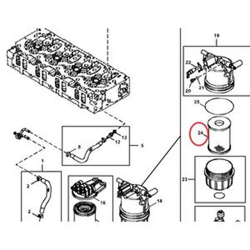 Filter Element MIU802421 for John Deere Loaders 316GR 317G 318E 318G 319E 320E 323E