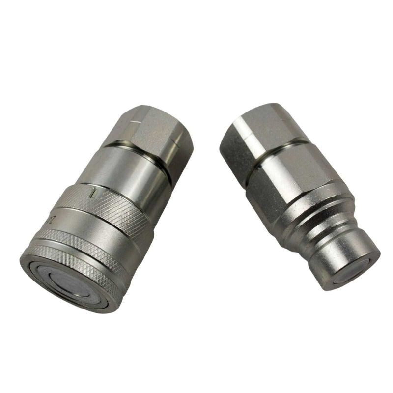 Flat Face Hydraulic Coupler 1/2" Body x 1/2" NPT Thread for Bobcat Skid Steer - Buymachineryparts