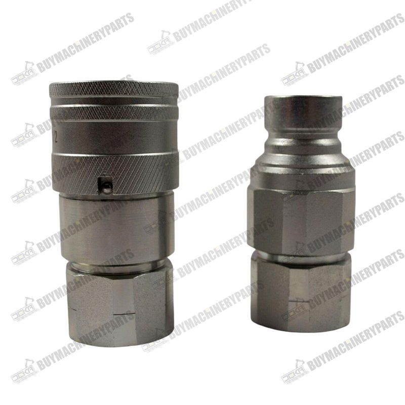 Flat Face Hydraulic Coupler 1/2" Body x 1/2" NPT Thread for Bobcat Skid Steer - Buymachineryparts