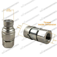Flat Face Hydraulic Coupler 1/2" Body x 1/2" NPT Thread for Bobcat Skid Steer - Buymachineryparts