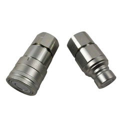 Flat Face Hydraulic Coupler 1/2" Body x 1/2" NPT Thread for Bobcat Skid Steer - Buymachineryparts