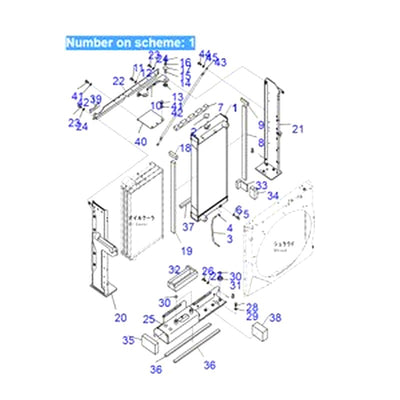 For Komatsu Excavator PC400-8 PC450-8 Water Tank Radiator Ass'y 208-03-75111 - Buymachineryparts