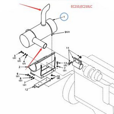 For Volvo Excavator EC210 EC210 LC Muffler Silencer SA1114-00350 - Buymachineryparts