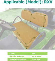 Cojines de repuesto para asientos delanteros de EZGO RXV, cojín para asiento de carrito de golf EZGO RXV, conjunto inferior del asiento delantero, exclusivo para asientos delanteros de carritos de golf, color beige, juego de 2 piezas
