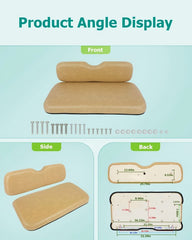 Cojines de repuesto para asientos delanteros de EZGO RXV, cojín para asiento de carrito de golf EZGO RXV, conjunto inferior del asiento delantero, exclusivo para asientos delanteros de carritos de golf, color beige, juego de 2 piezas