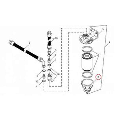 Fuel Filter Sediment Bowl RE500187 P564750 R90P for John Deere Engines 10.5L-12.5L Tractors