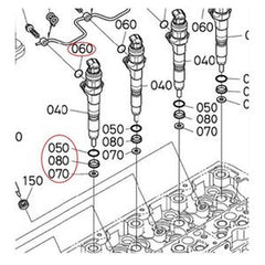 4 juegos de kits de sellado de inyectores de combustible para Kubota M6060HD/M7060HD