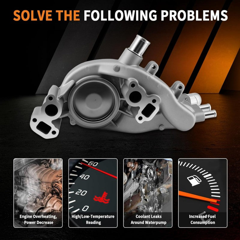 G9670B AW6009 Water Pump with Thermostat for 2007-2019 GM 4.8L 5.3L 6.0L 6.2L – Fits Chevy Silverado, Tahoe, Suburban, Avalanche, GMC Sierra, Yukon, Cadillac Escalade, Buick Rainier