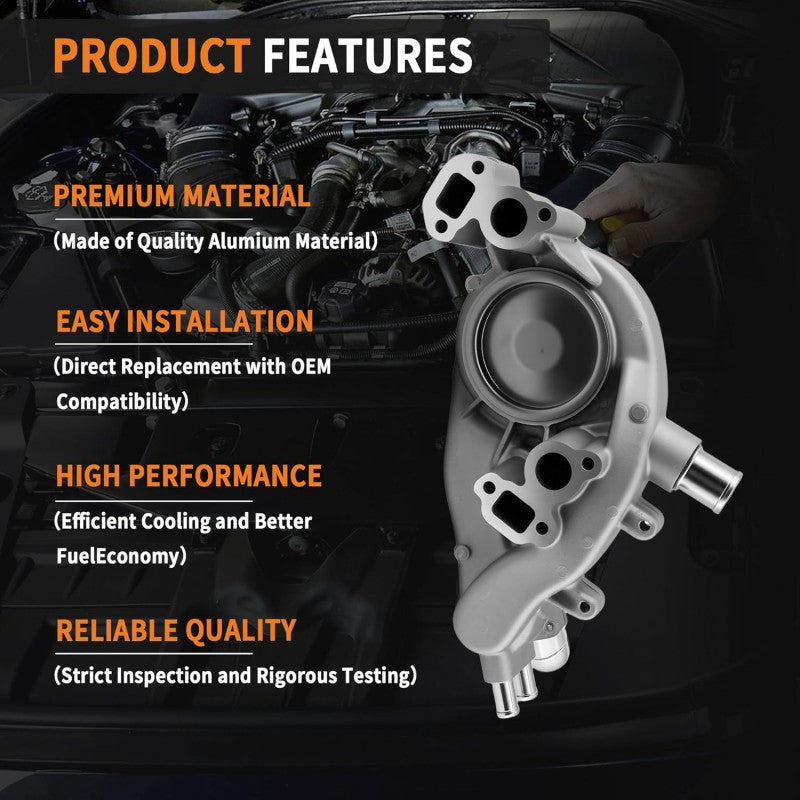 G9670B AW6009 Water Pump with Thermostat for 2007-2019 GM 4.8L 5.3L 6.0L 6.2L – Fits Chevy Silverado, Tahoe, Suburban, Avalanche, GMC Sierra, Yukon, Cadillac Escalade, Buick Rainier