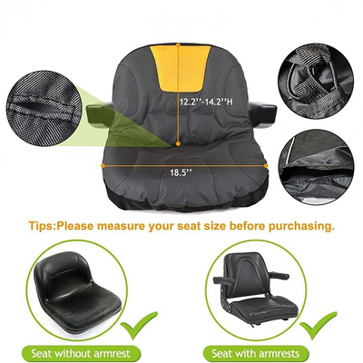 Heavy-Duty 600D Oxford Waterproof Riding Lawn Mower Seat Cover - Fits 16.5