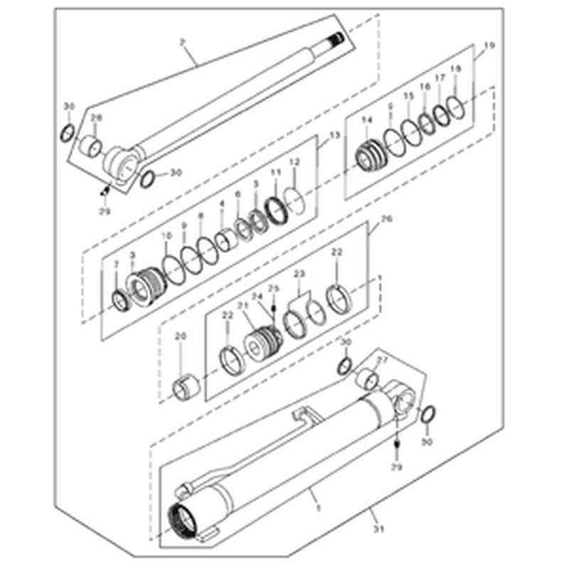 Hydraulic Boom Cylinder 4467672 for John Deere Excavator 35C 35ZTS