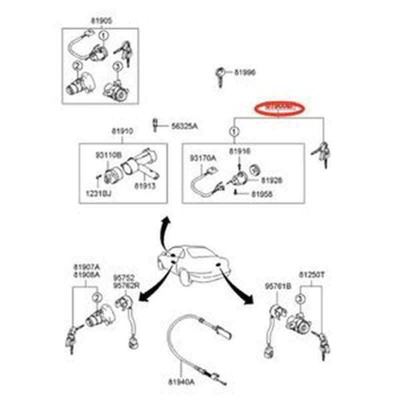Ignition Lock Cylinder Switch 81920-2CA20 for Hyundai Tiburon 2001-2006