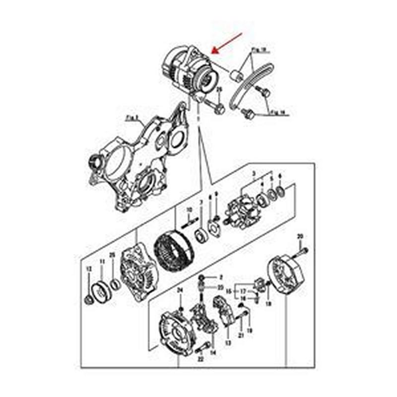 12V Alternator 119751-77200 for Yanmar Engine 3TNM74F 4TNV88