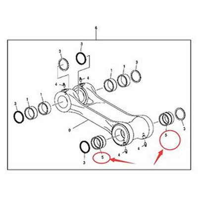 Bucket Link Bushing 4443882 for John Deere 180 180GLC 190DW 190GW 200CLC 200DLC 210 210G 2054 2154D