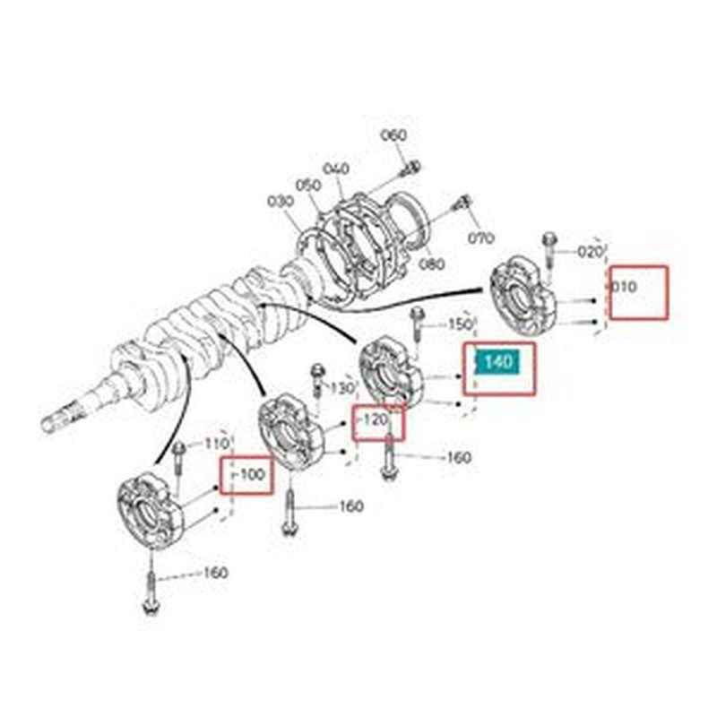 Main Bearing Case Assembly 19013-07060 for Kubota KX121-2 L4300DT M4700 M5400