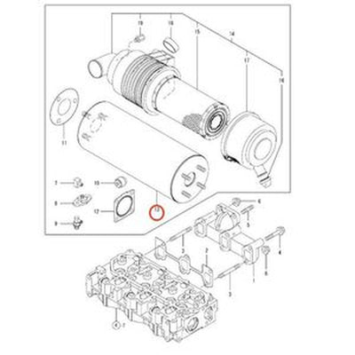 Muffler 119515-13550 Yanmar 3TNV70/74F/76/80F Engine