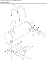 Muffler KNH0761 for CASE Excavator CX130 CX160 Europe