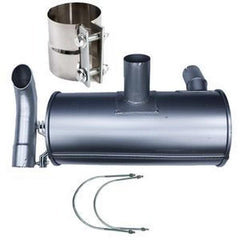Muffler Silencer with 2Pcs U-Bolts 2420T7227 & Clamp 2427U1139 fit KOBELCO Isuzu 4JB1 Engine Kobelco SK60 Excavator