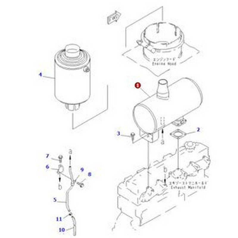 Muffler Silencer 6206-11-5230 for Komatsu 6D95L-1 Crawler Dozer D31-18 D31P-18 - Buymachineryparts