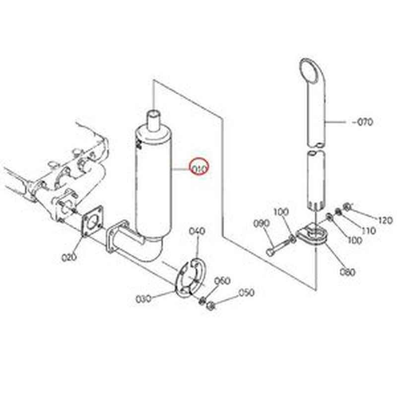 Muffler Kit 15751-12010 for Kubota B1550D B1750E Tractors