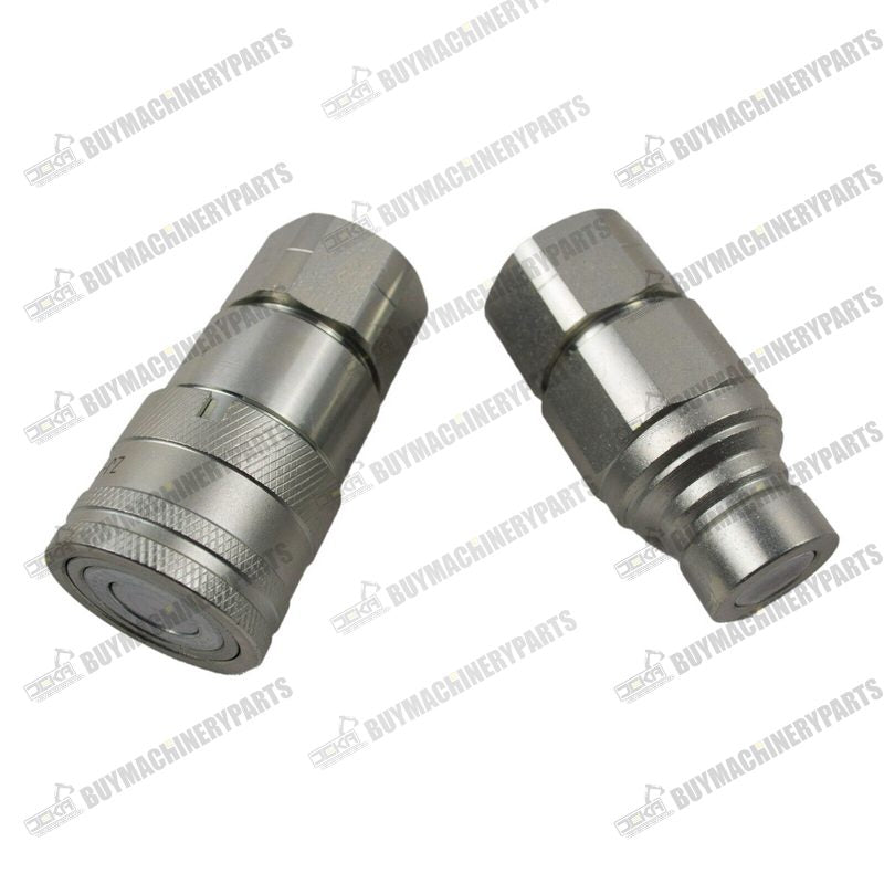 New 1/2" Body x 3/4 NPT Flat Face Hydraulic Quick Connect Coupler Coupling Set - Buymachineryparts