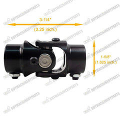 New 3/4"-30 Spline X 3/4" DD Universal Steering U-Joint Black Single Shaft