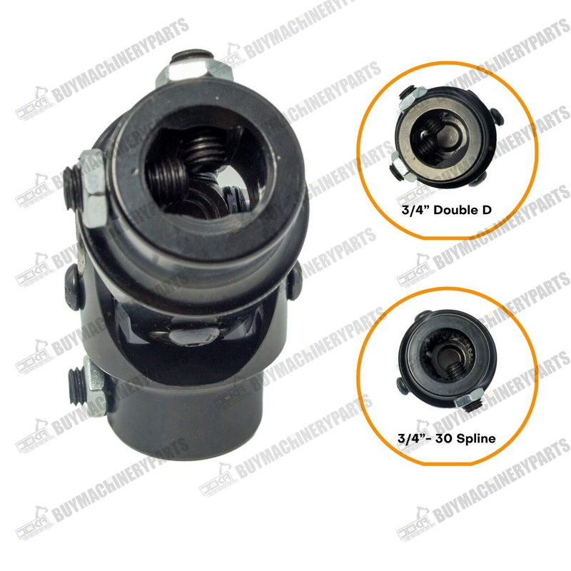 New 3/4" DD X 3/4" 30 Spline Steering Universal U-Joint Shaft Coupler Black - Buymachineryparts