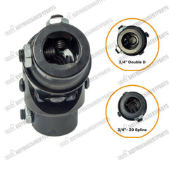 New 3/4" DD X 3/4" 30 Spline Steering Universal U-Joint Shaft Coupler Black - Buymachineryparts