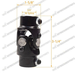 New 3/4" DD x 3/4" 36 Spline Black Steering Shaft U Joint Universal Coupling