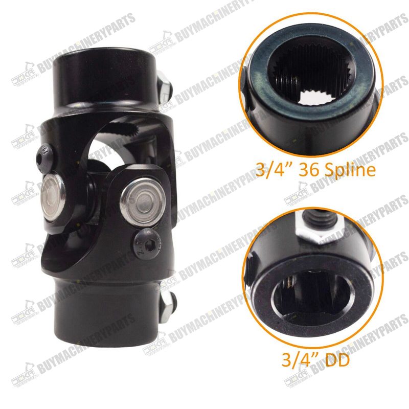 New 3/4" DD x 3/4" 36 Spline Black Steering Shaft U Joint Universal Coupling - Buymachineryparts